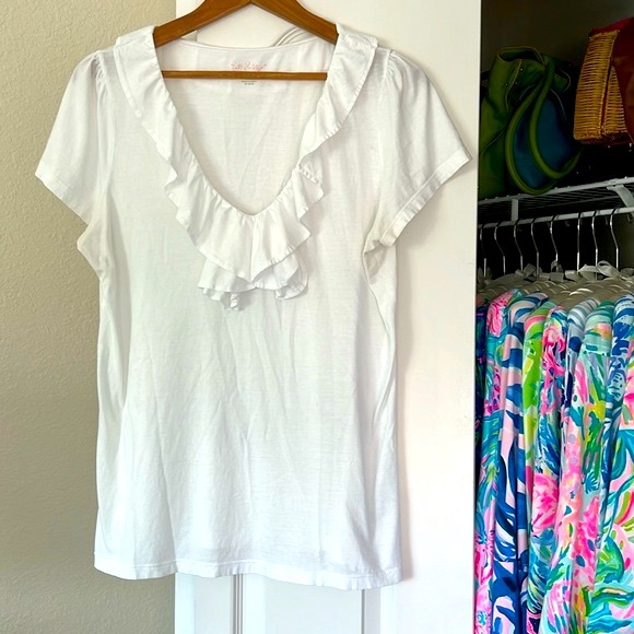 Lilly Pulitzer Pure White Ruffle Top - Picture 2 of 5
